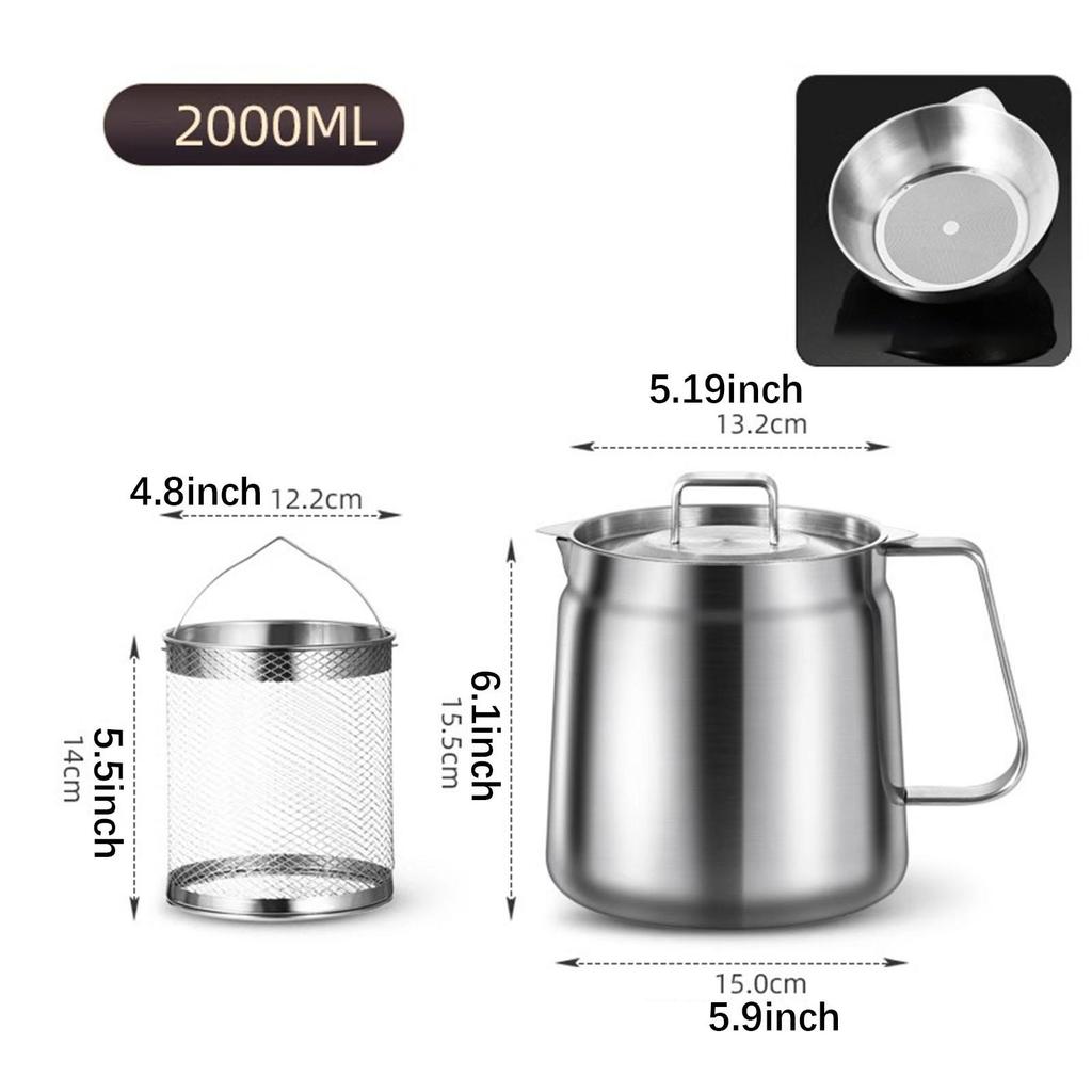 Stainless Steel Oil Filter Pot Deep Frying Pot for Fried Chicken Baking