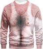 3D Funny Muscle Body Printed T-shirts Slim Oversized Round neck Long Sleeve T-shirts Ugly Chest Hair Tops