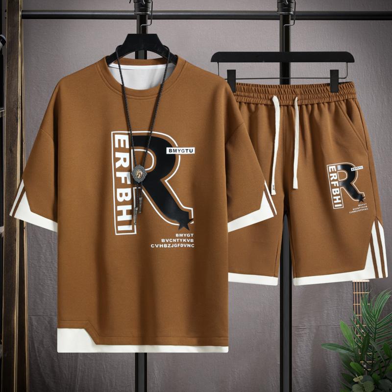 

Men s Sets Short Sleeve T-shirt Shorts 2-piece Set tracksuit Fashionable Men s Wear Summer Style Joggers Casual Sporty Outfit 6XL