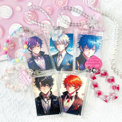 Beaded Trading Card Case, Card Holder, Hard Case for Trading Cards, Scratch-Resistant, Storage, PVC Material, Double-Sided Transparent, Bear Design, C