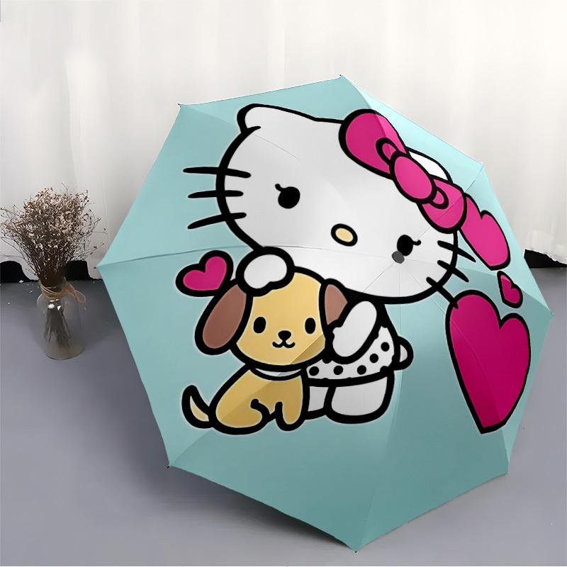 1pc Hello Kitty Automatic Folding Umbrella - 8-Rib Automatic Open/Close, Portable Collapsible Compact Umbrella yy251218013