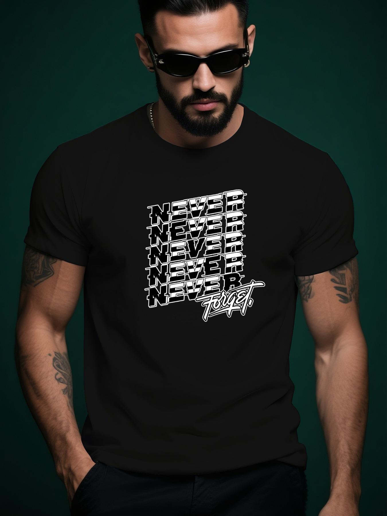 NEVER FORGET Dark Green Tshirt - Heavyweight Crew Neck St... L