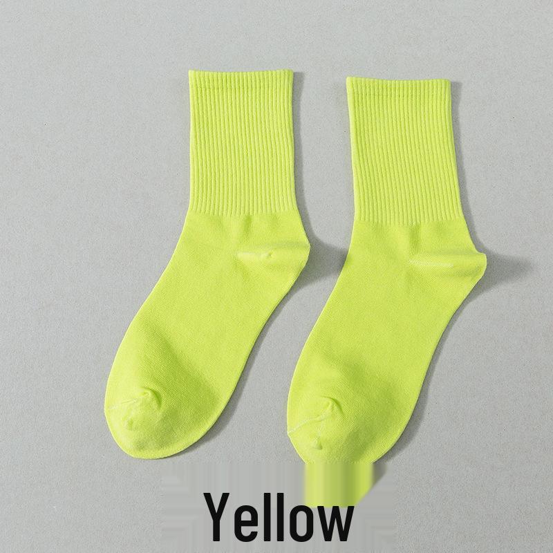Zhuji Women's Colorful Mid-Calf Socks - Fashionable Candy Colors for Spring & Autumn, Versatile Japanese Style Trendy Solid Socks