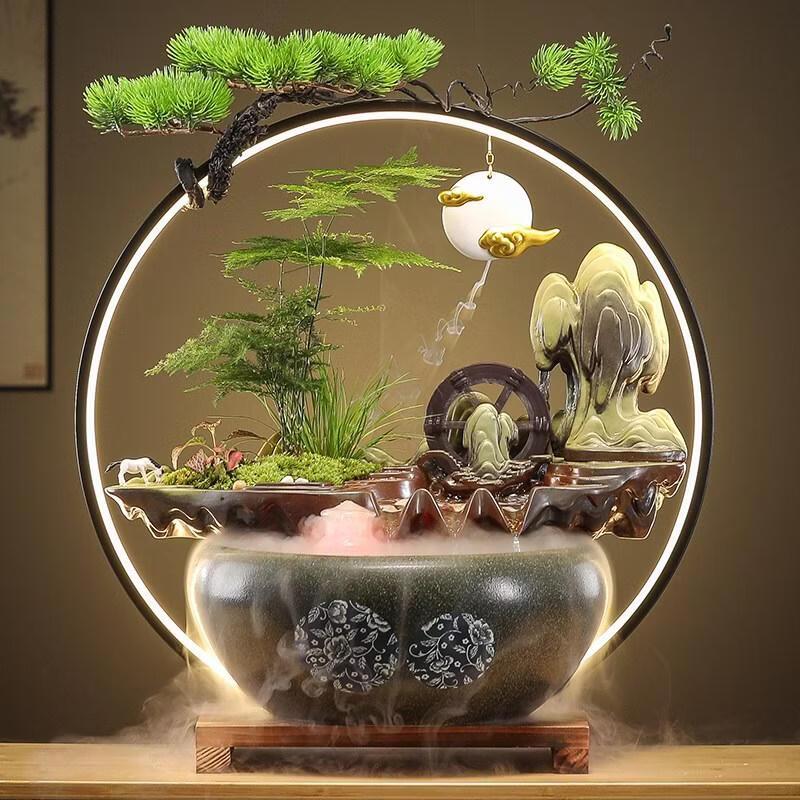 HANDUNYOU Mountain Stream Micro-Landscape Terrarium with Fogger