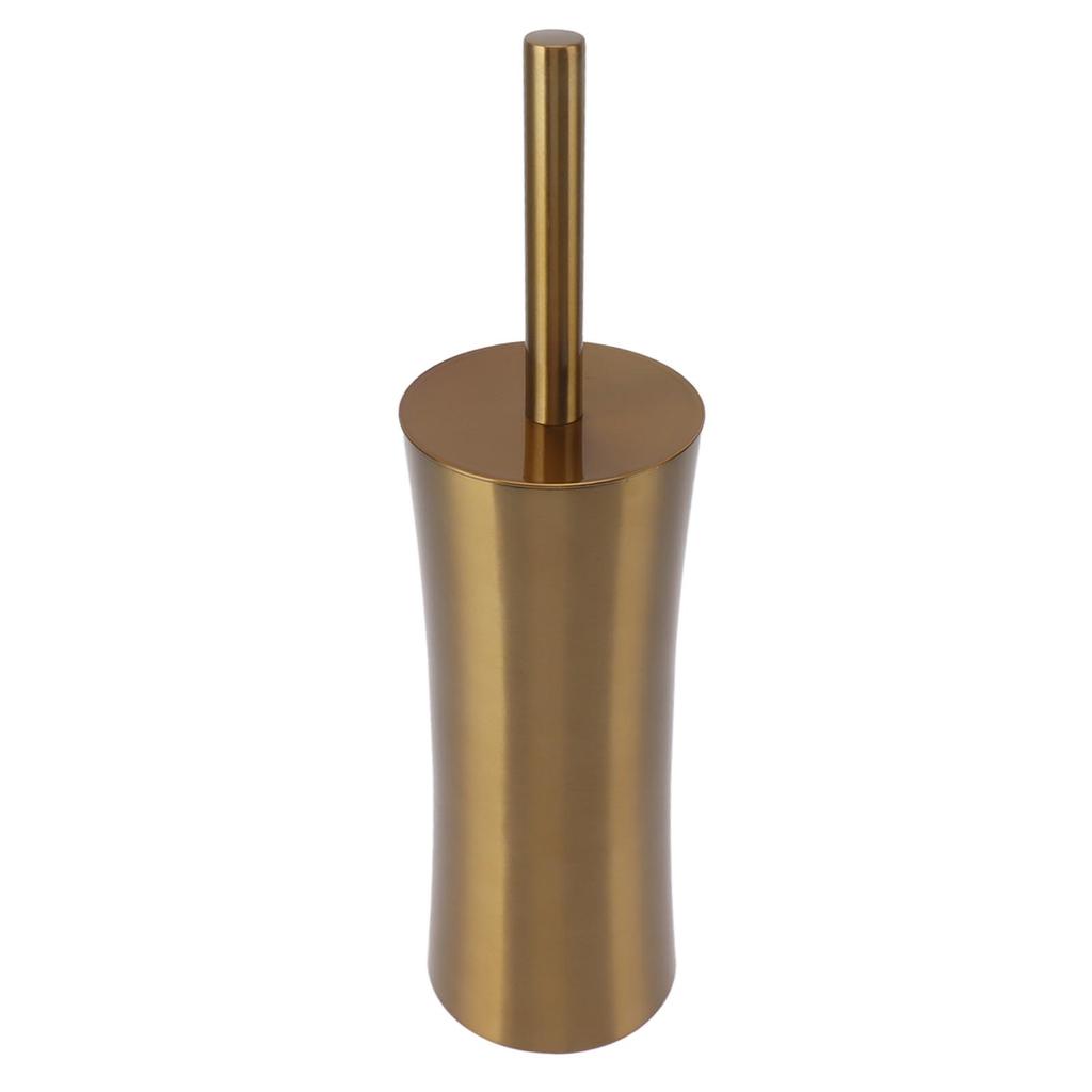 Household Toilet Brush Kit Bathroom Stainless Steel Golden Toilet Brush with Brush Holder Small