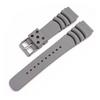 Small Shop Diving Fluoro Rubber Watch Band 20mm 22mm 24mm Waterproof Sports Wrist Bracelet Watch Strap Fits Casio, Seiko, Diver, Scuba (Grey Silver Bu