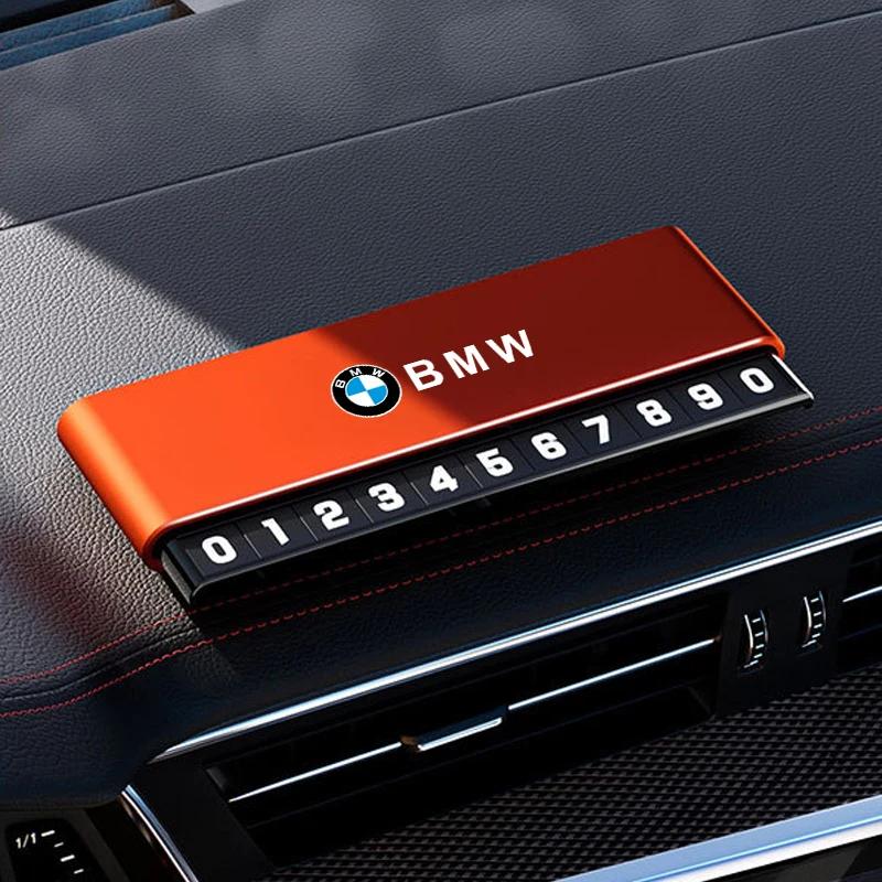 LJFJN1 Car Sticker Aluminium Alloy Car Temporary Parking Card Phone Number Plate For BMW M Emblem M3 M5 X1 E46 E36 E34 F10 E90 F30 E60