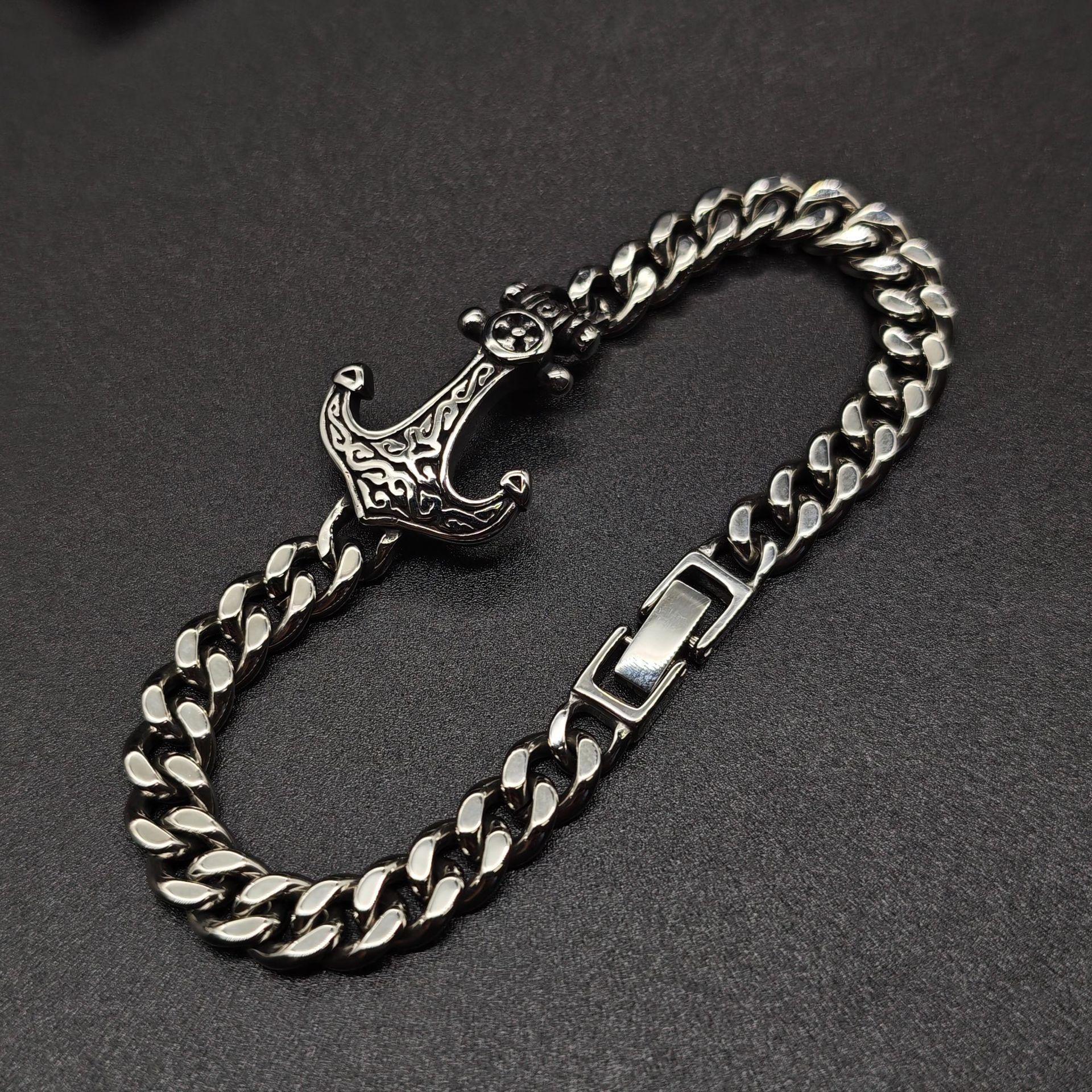 

Мужской браслет из титановой стали с якорем викингов, ретро, смелый модный аксессуар