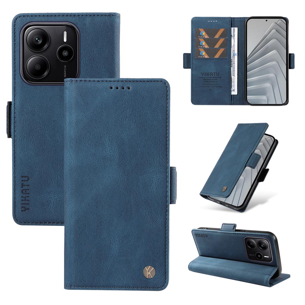 For Xiaomi Redmi Note 14 4G (164.84mm) Leather Case YIKATU YK-005 Skin-Touch Feeling Wallet Phone Cover