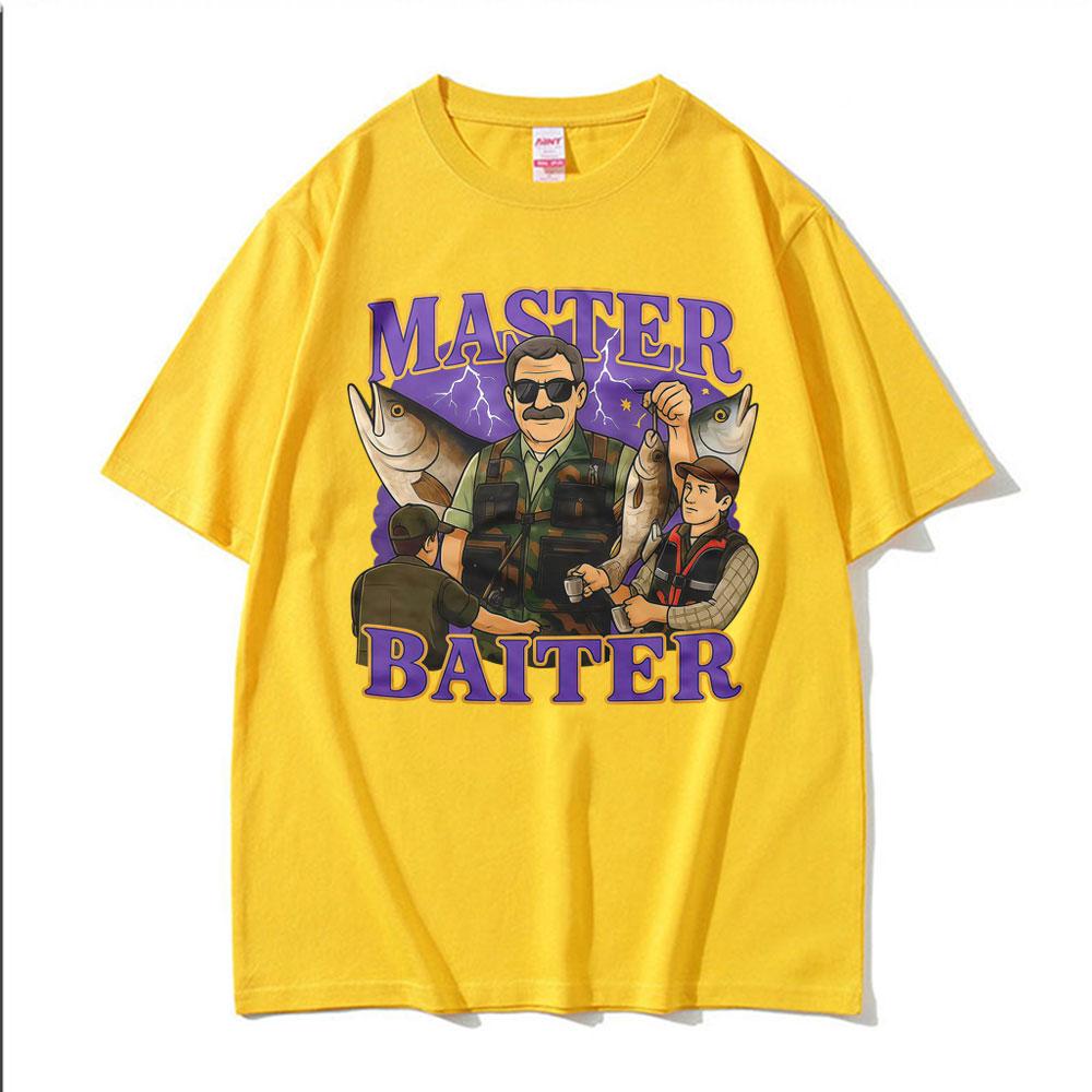 Funny Fishing Master Baiter Graphic T Shirts Men Women Vintage Fisherman Humor Tshirt Casual Loose Oversized T Shirt Streetwear
