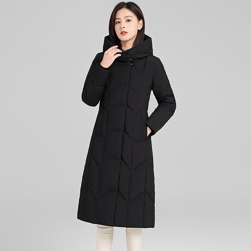 

Women s 2024 Long Down Jacket: Thick 90% White Duck Down, Over-the-Knee, Mid-Length Coat for Middle-Aged and Elderly. 4XL 147–165 lbs purplish червоний колір