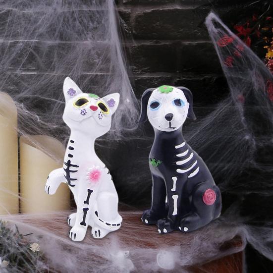 Yousheng Dog Cat Ornament Bright Color Ghost Festive Atmosphere Pet Cat Dog Figure Halloween Carnival Night Decor