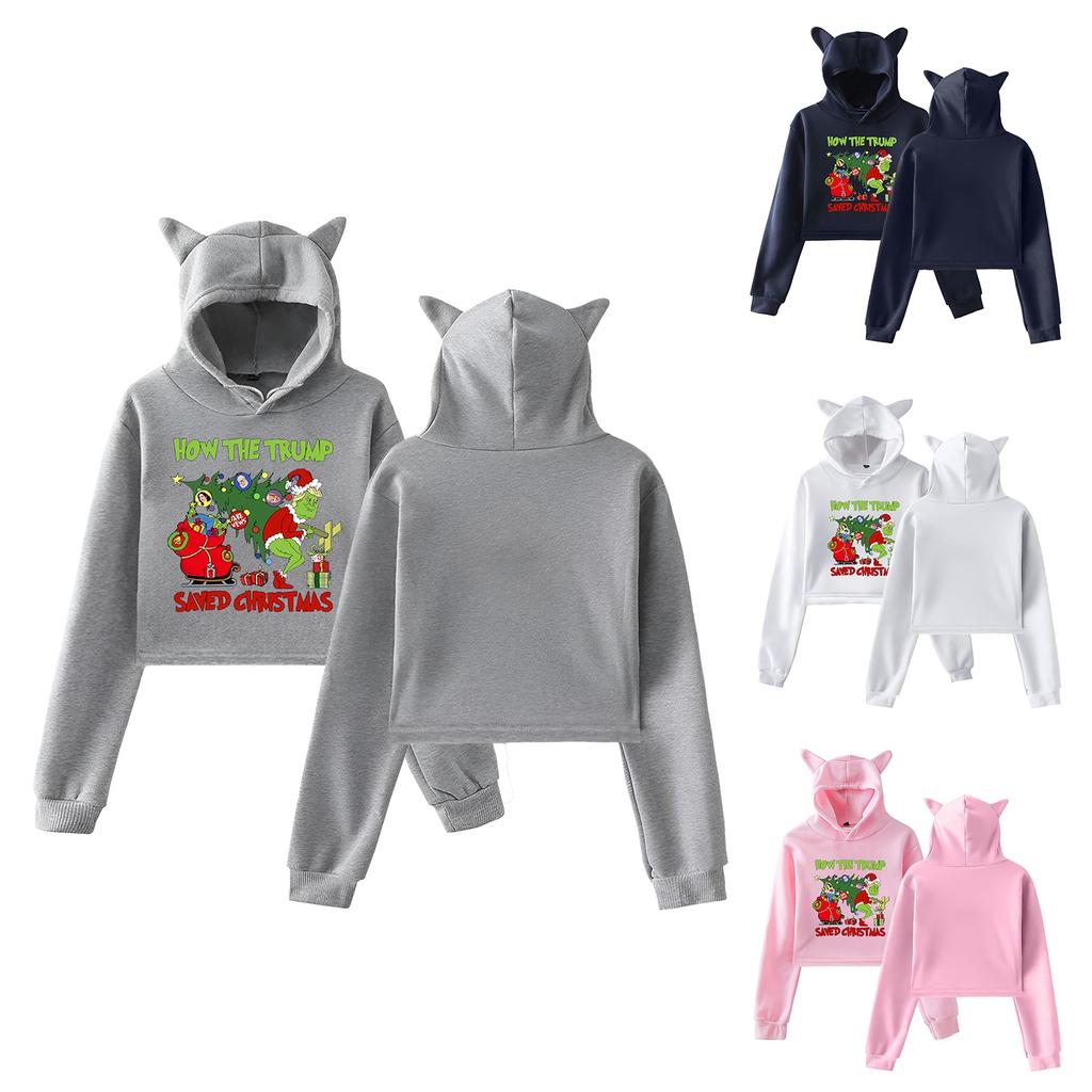 Women's Fashionable Casual Long Sleeve Hooded Printed Sweatshirt