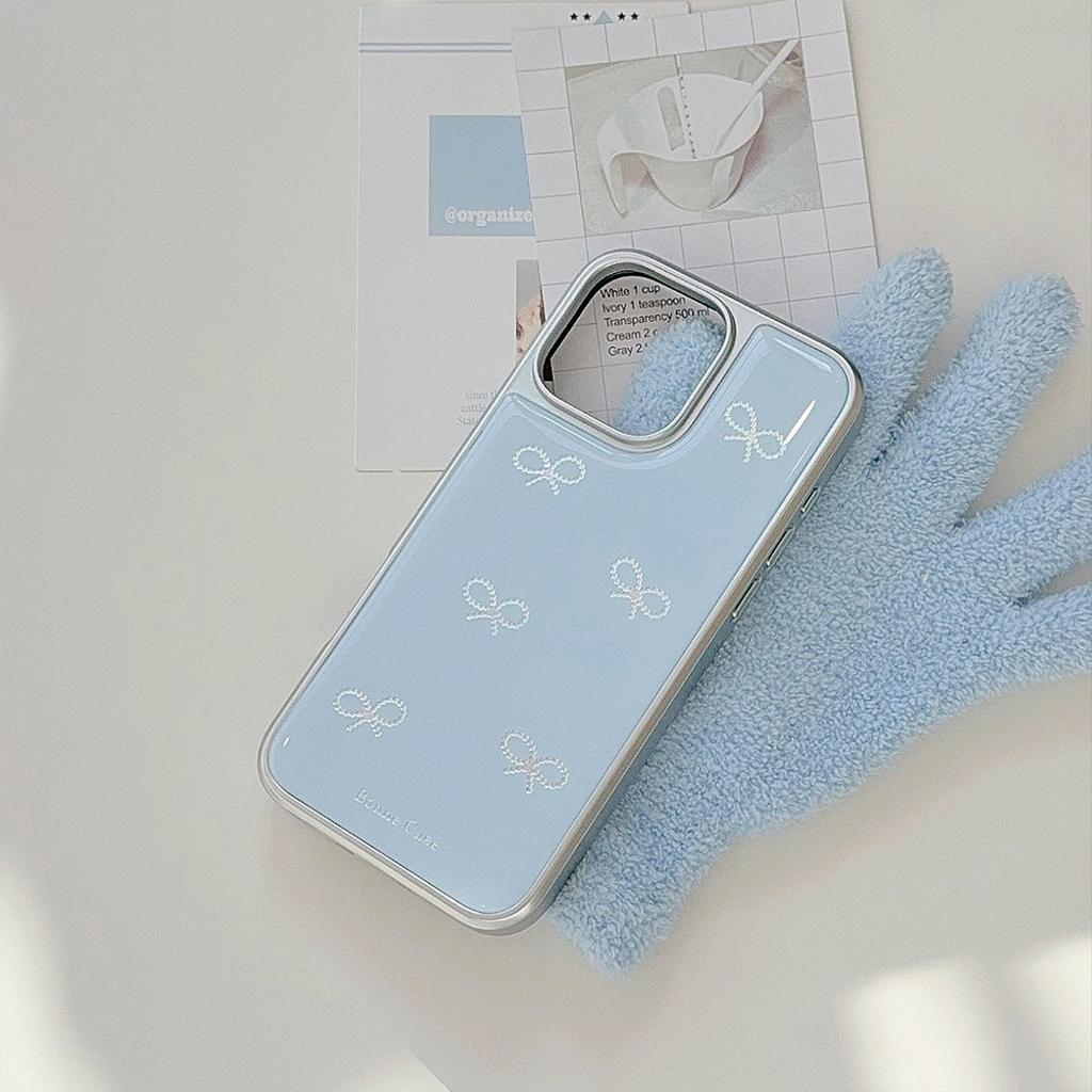 Gilt ins blue bow 16pro max phone case iphone15 resin 17 suitable for Huawei P70pro hard case