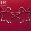 925 Sterling Silver Romantic Big Star Piercing Earrings Fashionable Wedding Jewelry