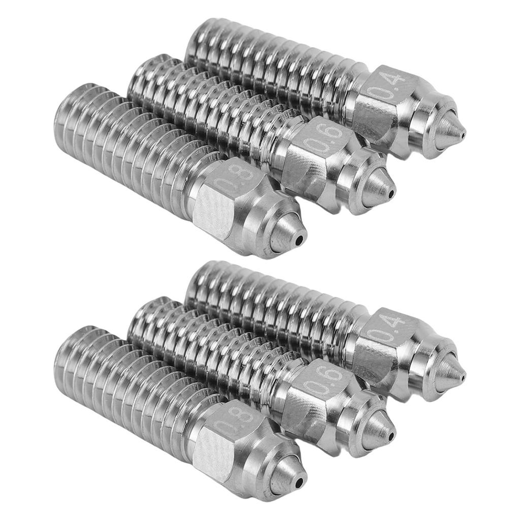 6 Stück Hotend Düsen Ersatz für Creality K1 K1 Maximum 3D Drucker 0.4 0.6 0.8mm Gehärteter Stahl