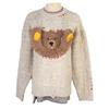 Korean Cartoon Patchwork Loose Knit Sweater - Mid-Length, Color Block, Long Sleeve for Autumn/Winter