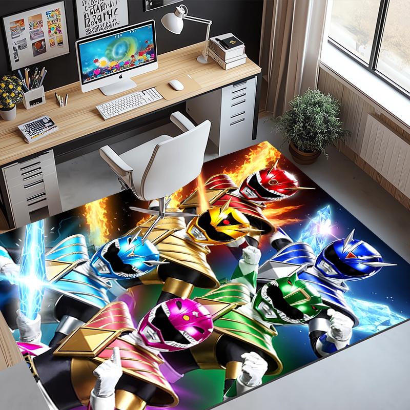 Mighty Morphin Power Rangers Pattern Rug, Indoor/Outdoor Mat, for Picnic, Gameroom, Bedroom, Office, Living Room, Home Decor Carpet, Birthday Gift
