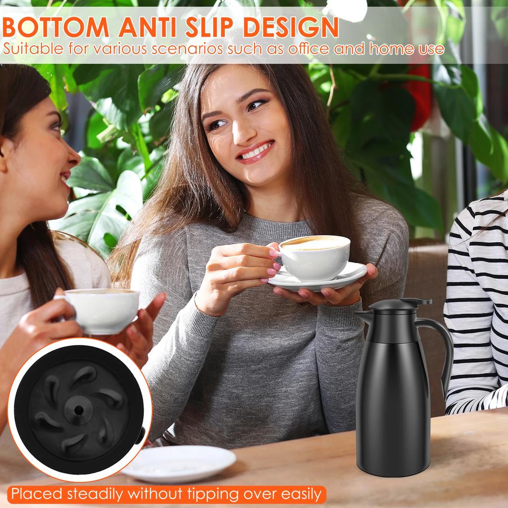 Thermal Coffee Carafe 2L Stainless Steel Vacuum Insulated Coffee Jug 20 to 24 Hours Large Capacity Thermal Water Flask for Home