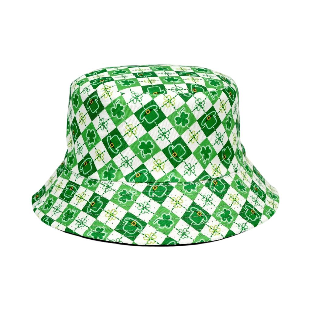 Men's And Women's St. Patrick's Day Fisherman Hat Big Head Circumference Double-sided Basin Hat Outdoor Hat