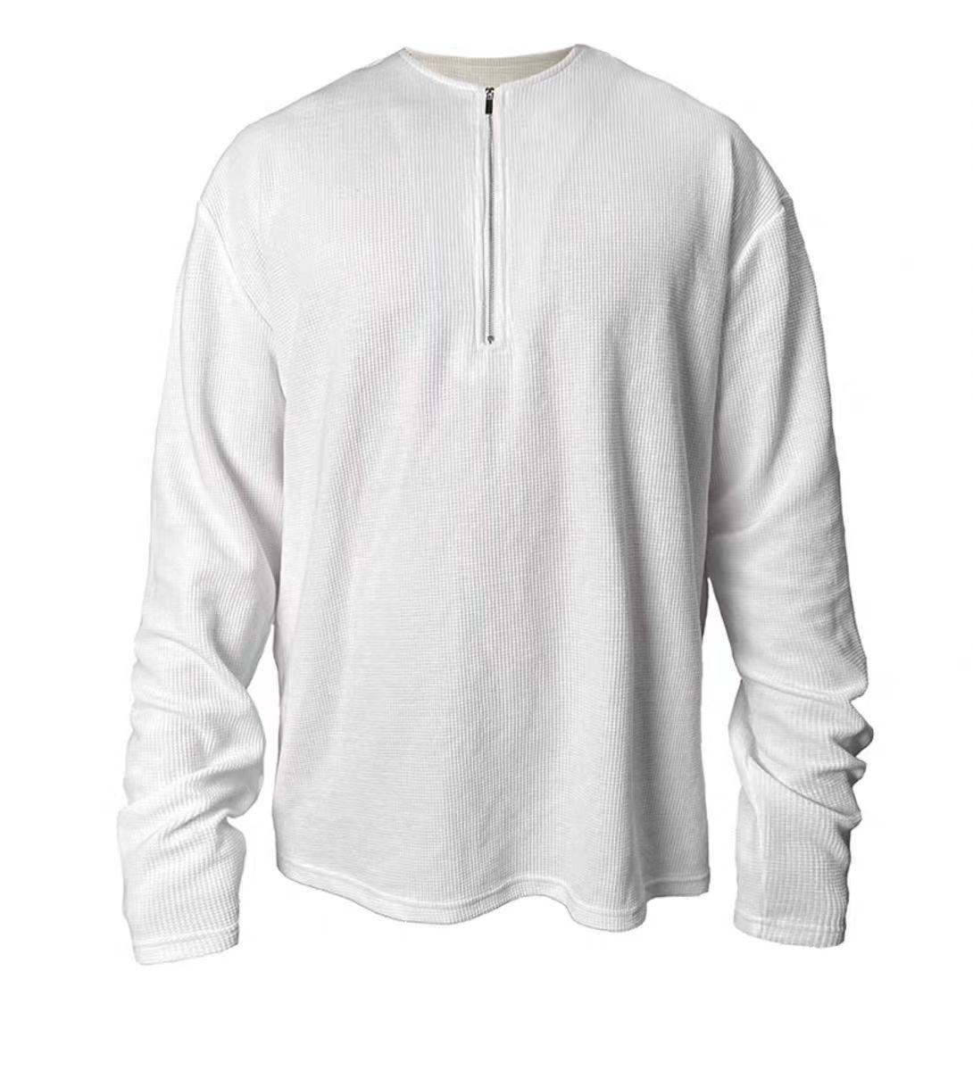 

Unisex Heavyweight Waffle Zip Long Sleeve Top Extra Large белый