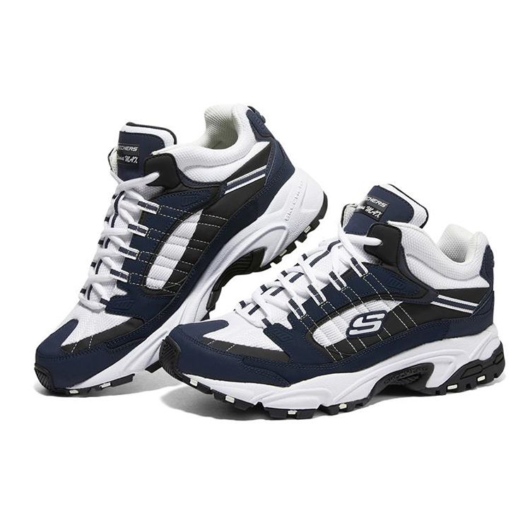 Skechers Stamina Mid-Top Dad Shoes Men Sneakers Blue White 237244-NVW