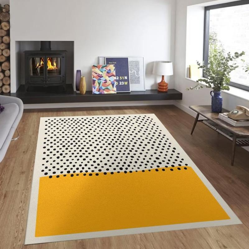 

Bold Yellow Black Geometric Rug–Mid-Century Modern Living Room Decor | Scandinavian-Inspired Abstract Area Rug for Stylish Homes 60*90cm