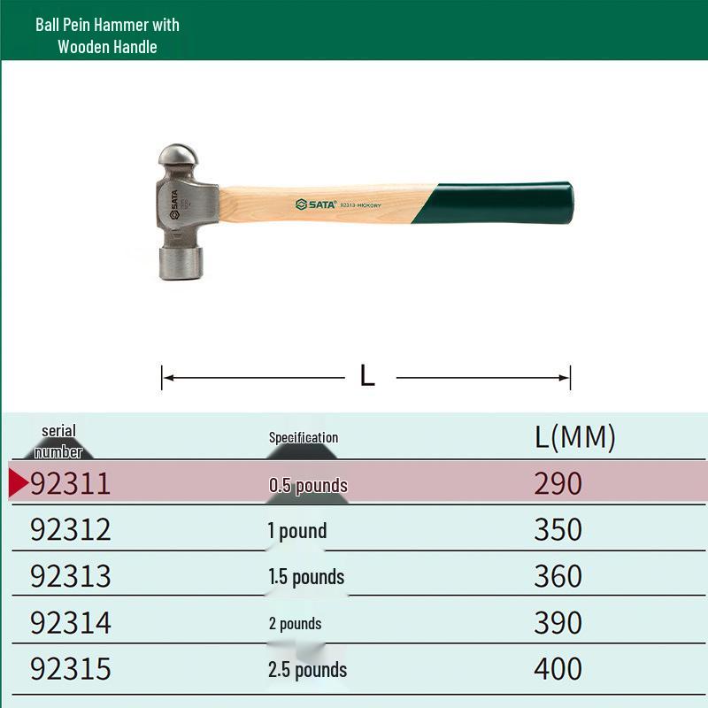 

SATA 2 lbs Round Head Hand Hammer for Household Decoration & Walnut Striking