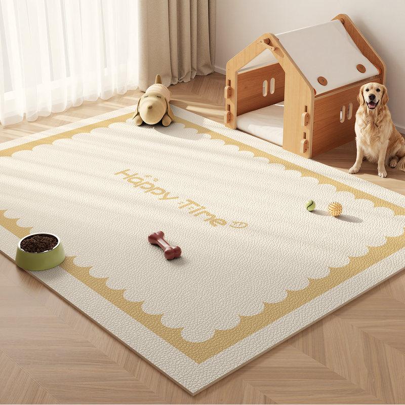 VIKAMA White Plaid Pet Mat Non Slip Waterproof Floor Rug for Dog Cat Bed Crate Kennel Washable Reusable Pet Friendly