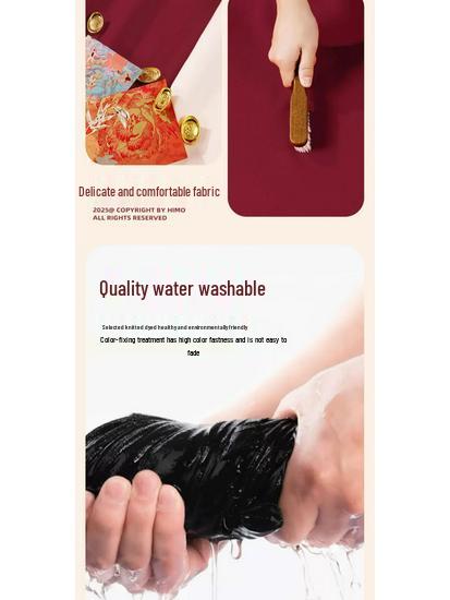 Felpa con cappuccio unisex in velluto rosso vino Anno del Cavallo: Stile Cinese Autunno/Inverno Ispirato allo Zodiaco