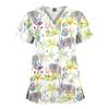 Quick-Drying Printed T-Shirt Short-Sleeved V-Neck Dental Oral Hand Wash Clothes Beauty Salon Pet Hospital Doctor Nurse Overalls