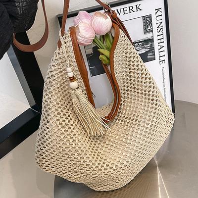 Leisure Beach 2025 Summer New Popular Weaving Fashion Foreign Style Shoulder Seaside Travel Beach Straw Bag
