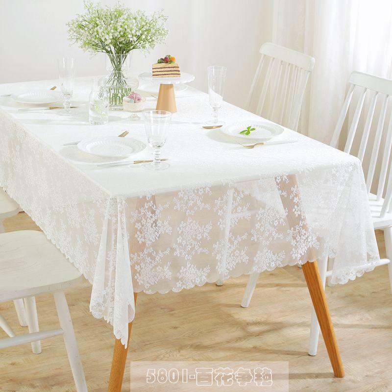 Elegant Lace Tablecloth - Polyester Rectangular French Romantic Design, Intricate Floral Patterns, Perfect for Home Dining Table Decoration