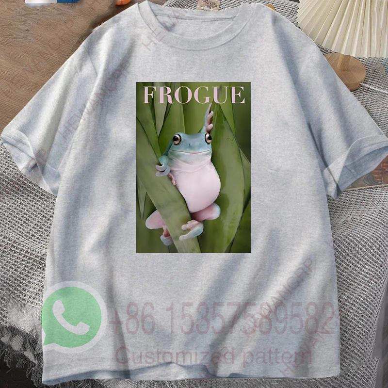 Frosch T-Shirt Herren Trainingsanzug Baumwolle Kurzarm Oberteile Rundhalsausschnitt Pullover Atmungsaktiv Lässig Sportbekleidung Harajuku Retro Streetwear