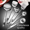 Thickened 304 Stainless Steel Kitchenware Set: Wok Spatula, Frying Spatula, Soup Ladle, Slotted Spoon.