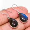 Natural Labradorite Gemstone 925 Solid Sterling Silver Gift Earring 1.25" T0V95
