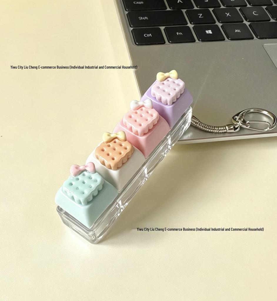 Cute Sticker DIY Button Squeeze Toy Keychain - Stress Relief Pendant