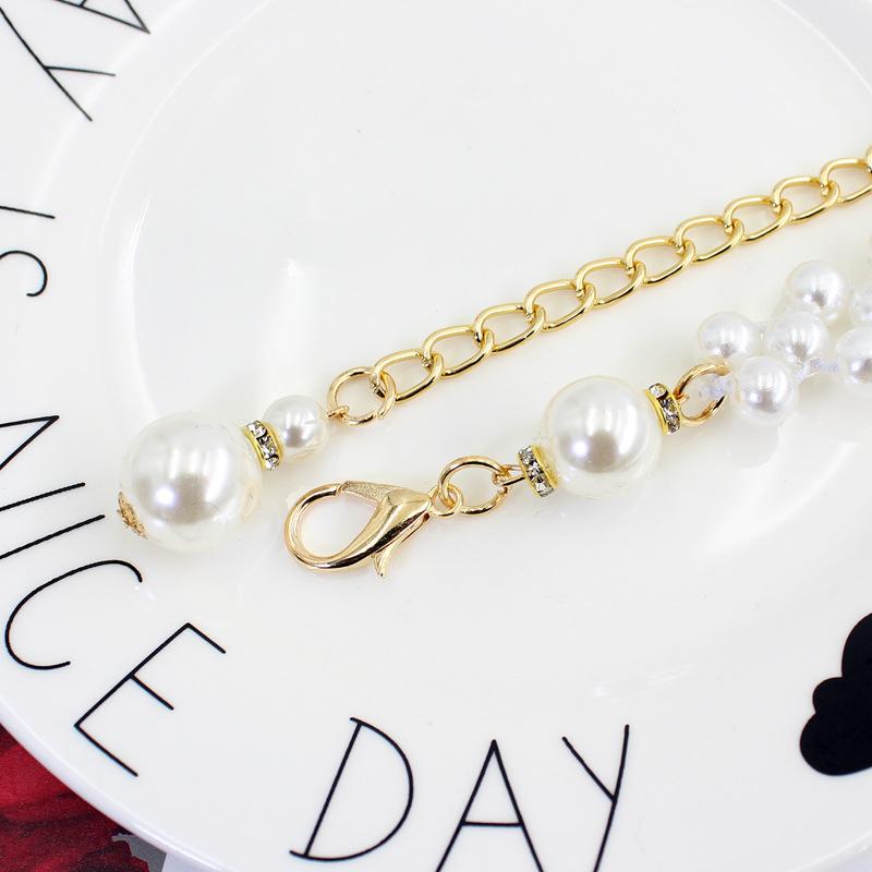 Fashion Adjustable Acrylic Pearl Belt Women Ladies Metal Thin Chain Belt Slim Body Chains Straps Dress Skirt Elastic Waistband