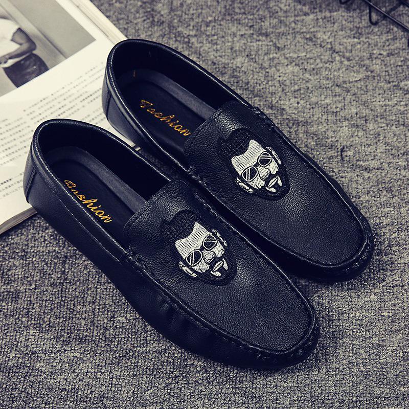 Doudou shoes men's spring and summer 2025 new one-pedal driving casual leather shoes British style lazy breathable loafers