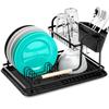 Large Drainer for Dishes, Plates, Cutlery, 2-tier, Black