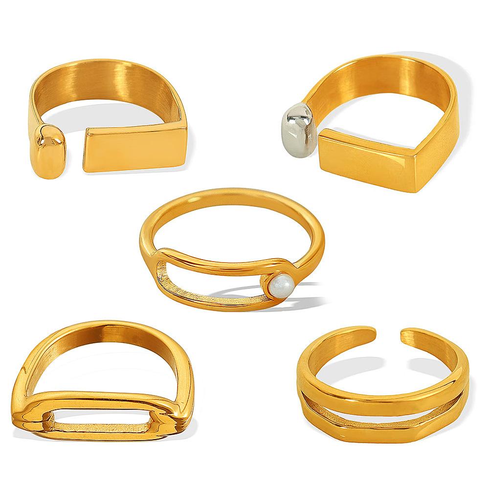 Minimalist hipster stainless steel double-layer ring niche design ring ring set