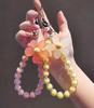 Colored Bead Petal Keychain Anti-lost Bracelet, Phone Case Wrist Strap, Car Key Chain, Cute Phone Accessory