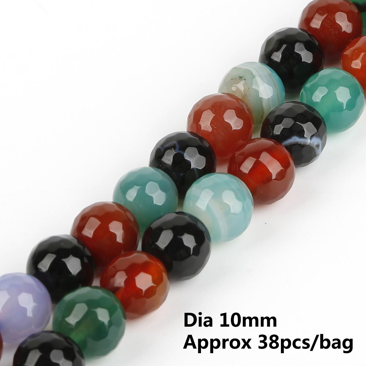 

Намистини з натурального каменю, грановані різнокольоровими агатами, круглі вільні намистини для браслетного намиста для виготовлення ювелірних виробів своїми руками 10mm 38pcs