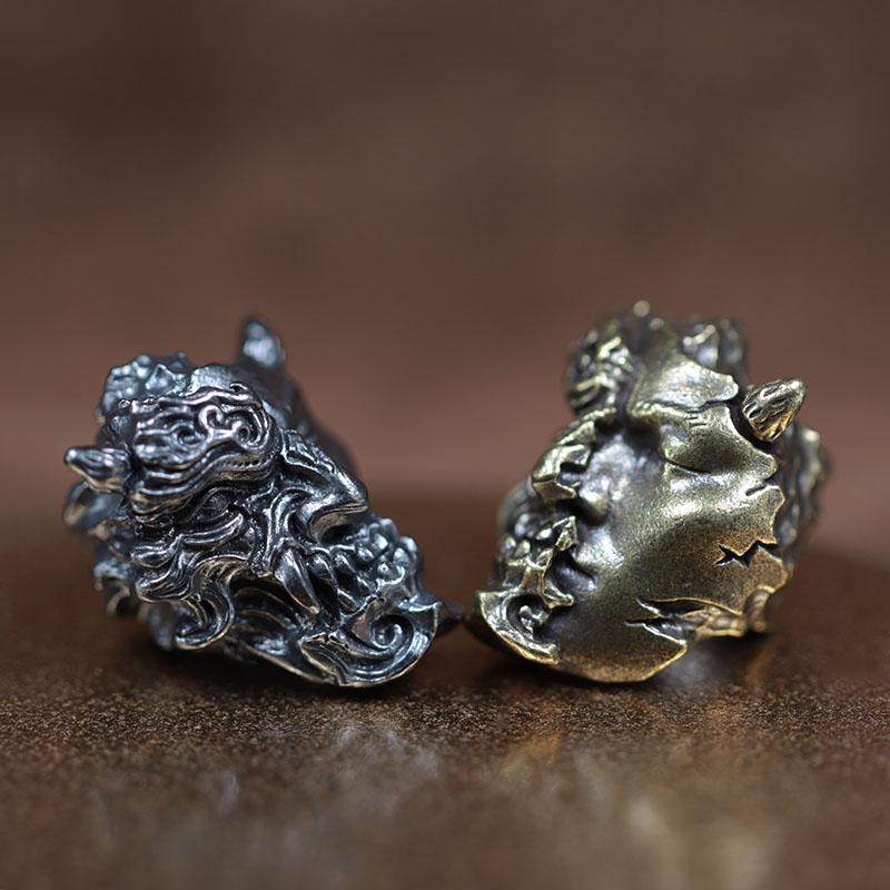 Half Skull Face Head Sculpture Brass Knife Beads EDC Outdoor DIY Paracord Woven Bracelets Charms Lanyard Hangings Accessories