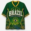 2026 Five Star Brazilian Fan Uniform Football Print Breathable V-neck Mesh Football T-shirt Is A Must-have for Fans