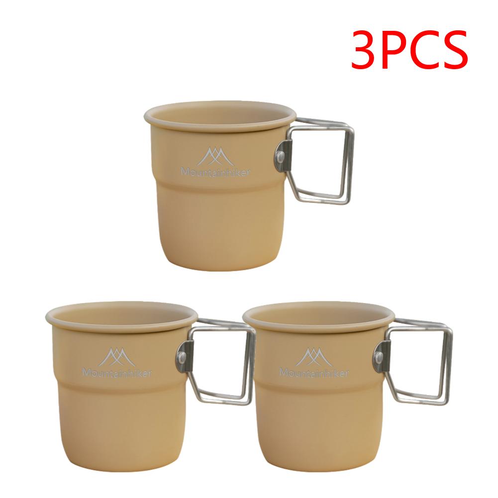 1-5PCS 300ml Camping Water Cup with Foldable Handle Picnic Water Mug Aluminum Alloy Lightweight Camping Cup for Outdoor