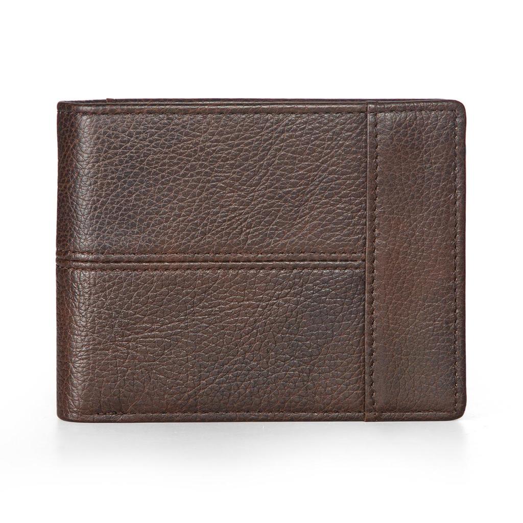 "Retro European & American Men's RFID Leather Wallet: Short Multi-Card Dollar Clip"
