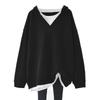 [Lopis] Hoodie Ladies Sweatshirt Long Sleeve Switching Layered Style Relaxing Simple Thin Large Size Body Shape Cover Cute Dress Slimmer (JP,