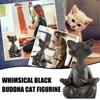 Whimsical Black Buddha Cat Figurine Meditation Yoga Collectible Happy Cat Decor Art Sculptures Garden Statues Home Decor