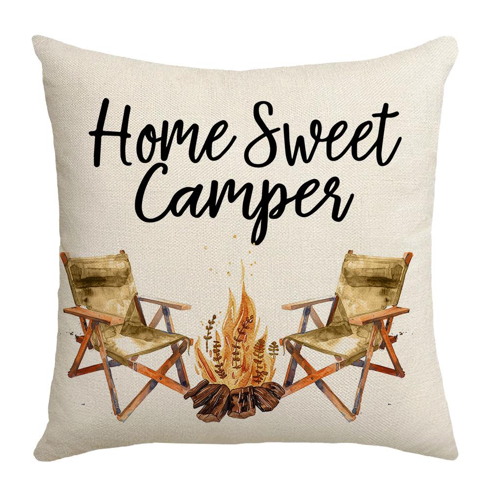 Plant Letter Print Pillow, Sofa Pillow Cover, Car Waist Protector, Bedside Cushion Cover, Cartoon Hand-painted Pillow